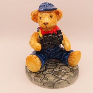 BIALOSKY Figurine Mr Williams Teddy Bear Train Engineer VINTAGE Made in Japan